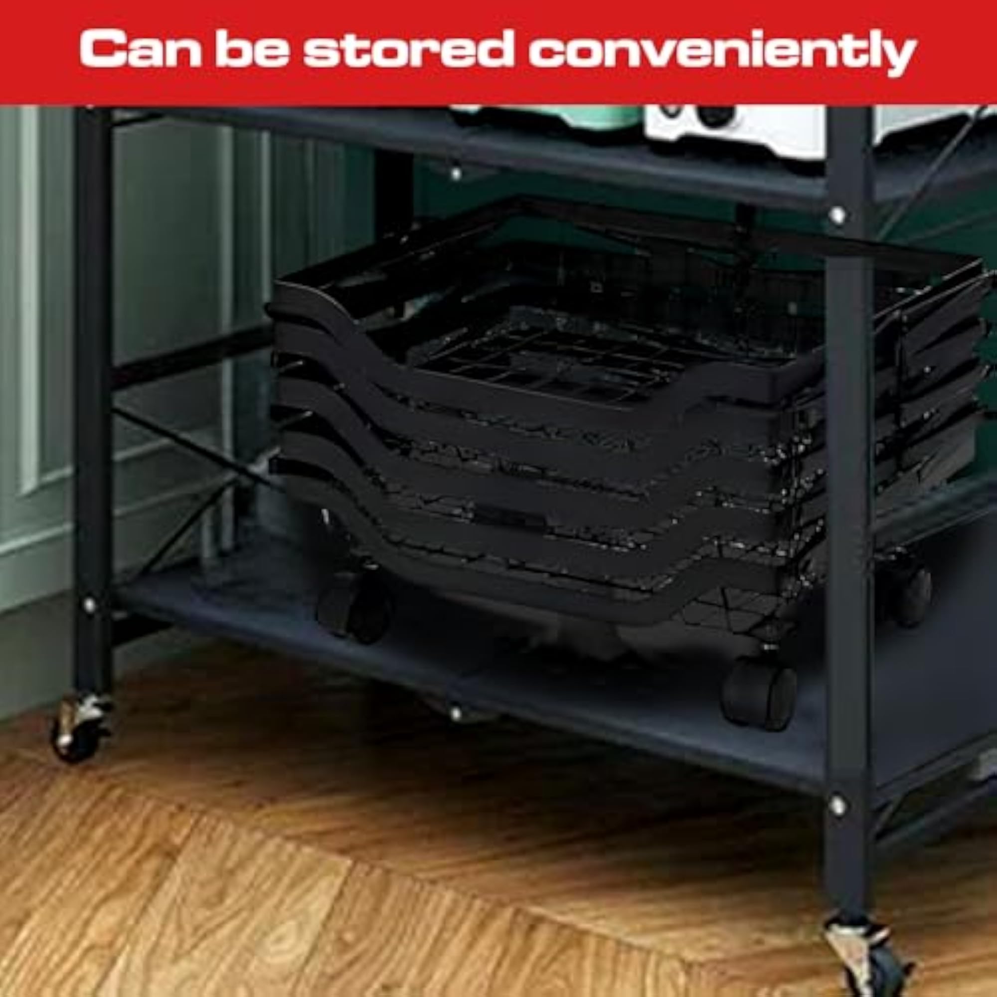 TS1040AM Foldable Kitchen Storage Rack with Wheels